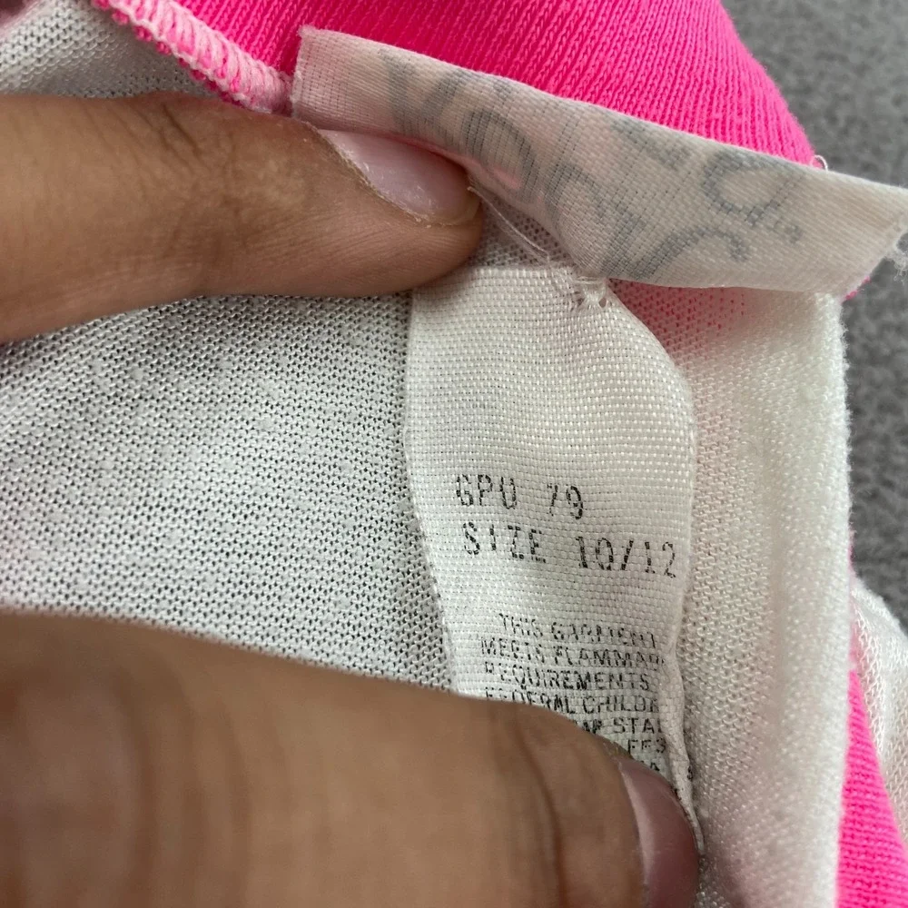Vintage Rock Nites Sleep Shirt Girls 10/12 White Neon Pink New Kids On The Block